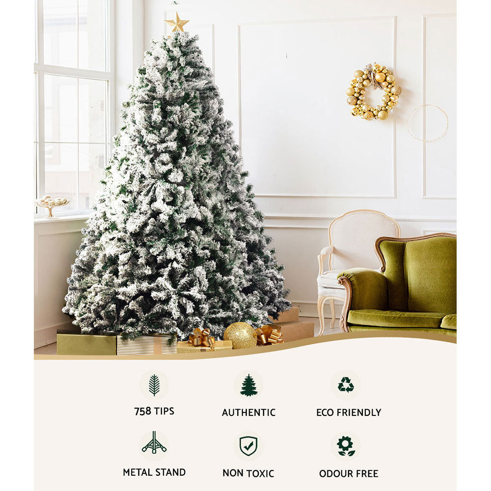 Jingle Jollys Christmas Tree Great Snowy 1.8M 6FT Xmas Decorations  Green,non-toxic