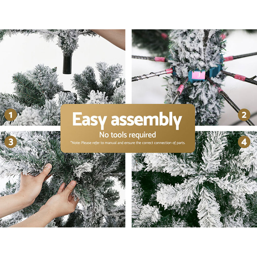 Jingle Jollys Christmas Tree Great Snowy 1.8M 6FT Xmas Decorations  Green,non-toxic