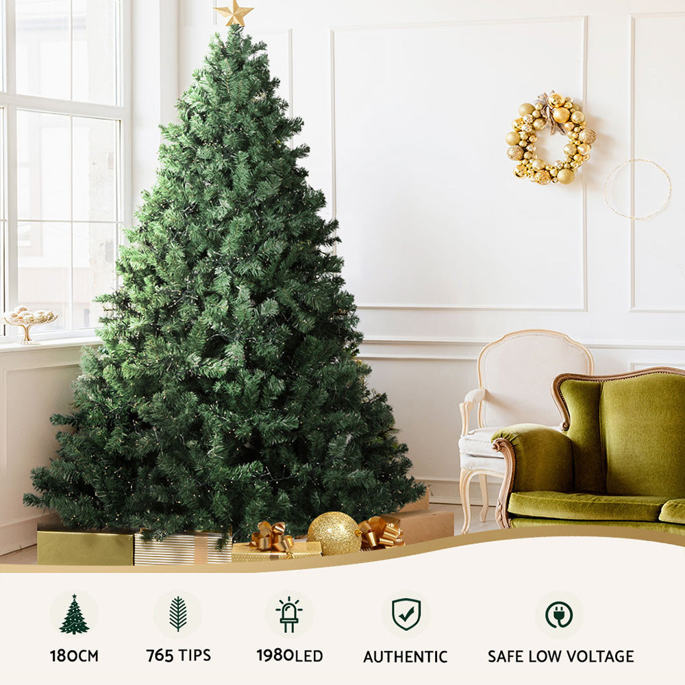 Jingle Jollys 1.8M 6FT Christmas Tree Xmas 1980 LED Lights Warm White 765 Tips