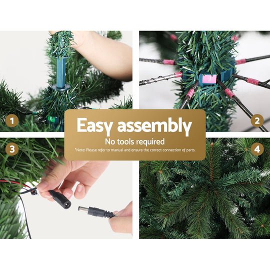 Jingle Jollys 7FT Christmas Tree with LED Lights - Warm White - Outdoor Decorations & Lights