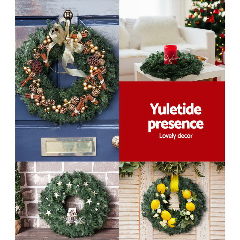60Cm Christmas Wreath Garland Xmas Decorations Wedding Party - Jingle Jollys Green Gar