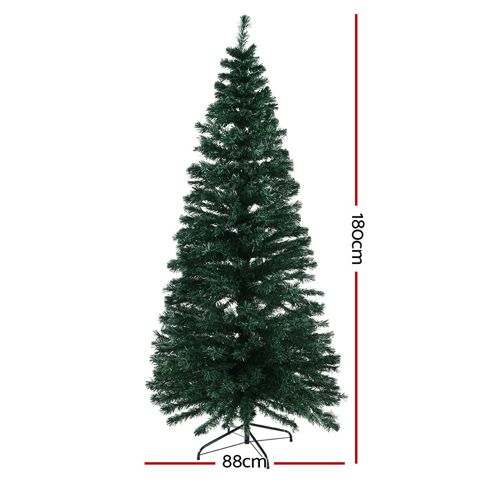 Jingle Jollys Christmas Tree 1.8M 6FT LED Xmas Fibre Optic Multi Warm White