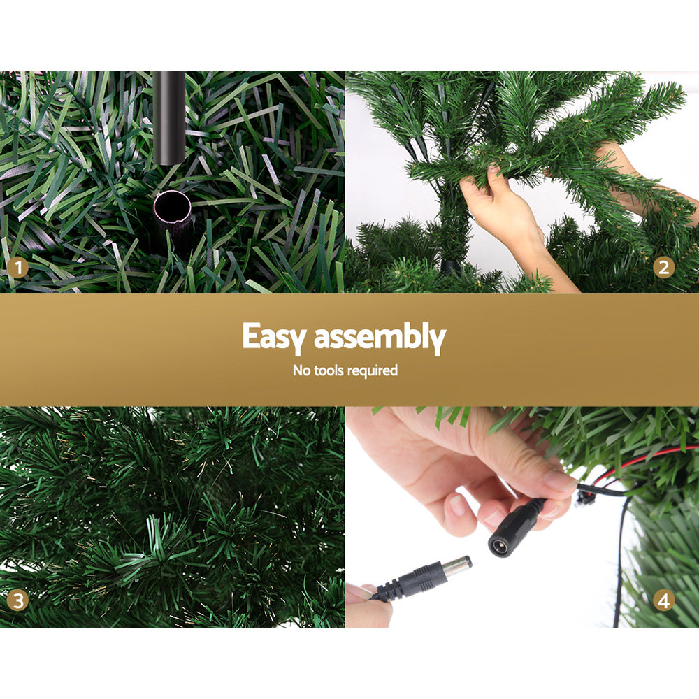 Jingle Jollys Christmas Tree 1.8M 6FT LED Xmas Fibre Optic Multi Warm White