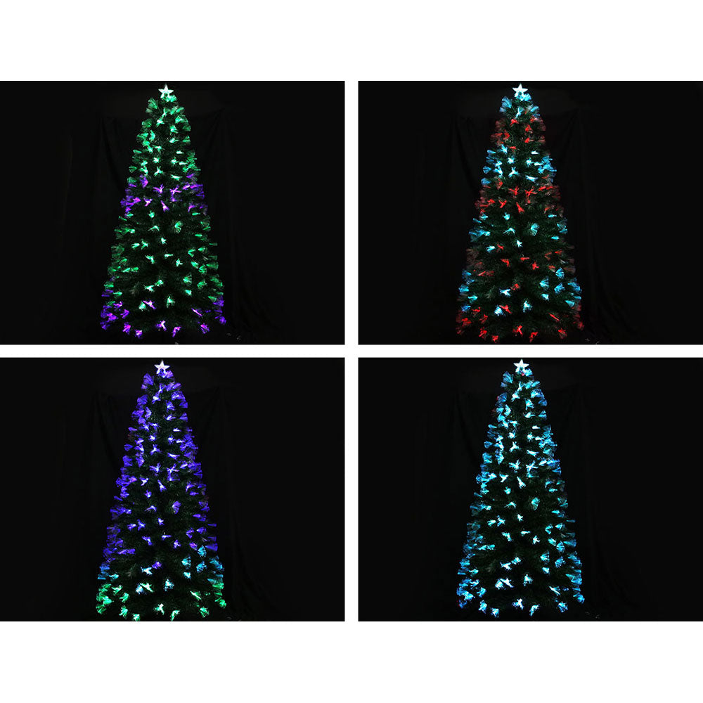 Jingle Jollys Christmas Tree 2.1M 7Ft Led Xmas Multi Colour Lights Optic Fibre