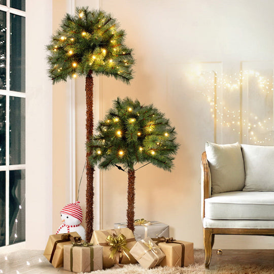 1.5m+1m LED Christmas Palm Trees - 2-in-1 Decoration | Xmas Tree