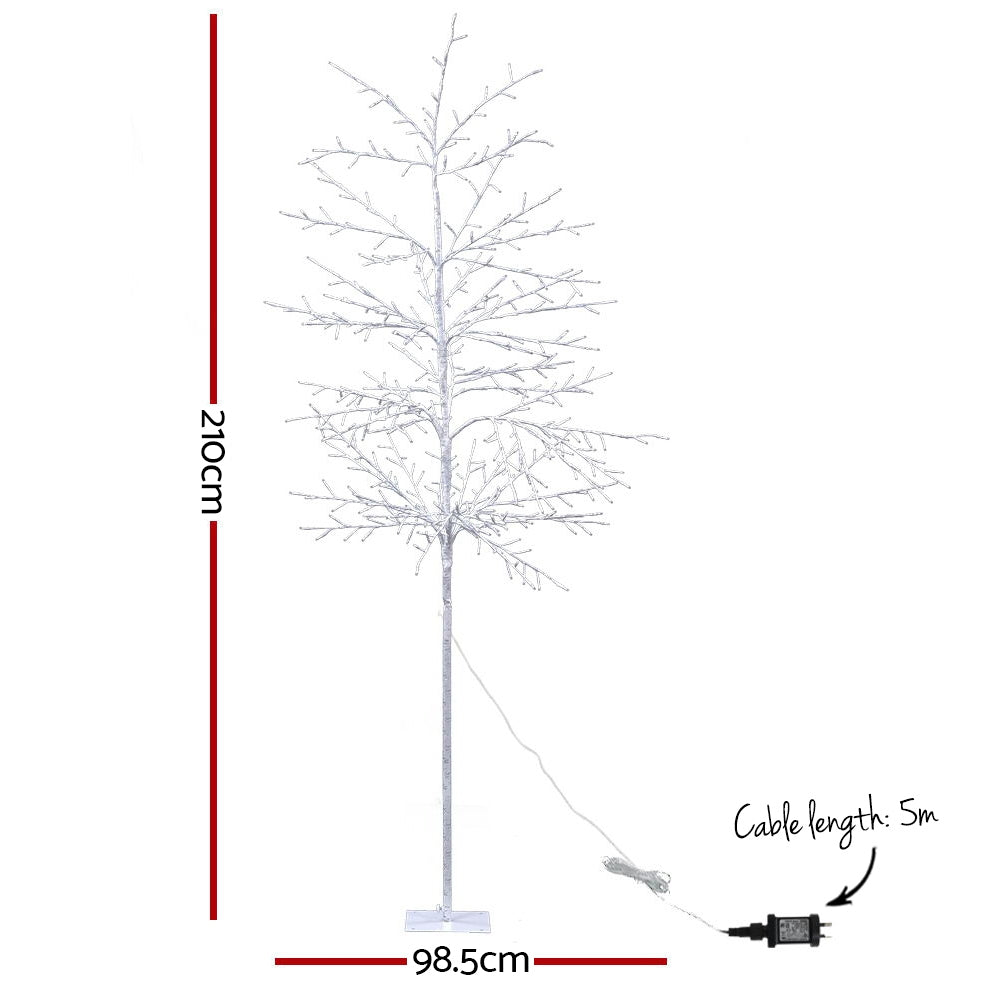 Jingle Jollys 2.1M LED Christmas Branch Tree 480 LED Xmas Warm White Optic Fiber