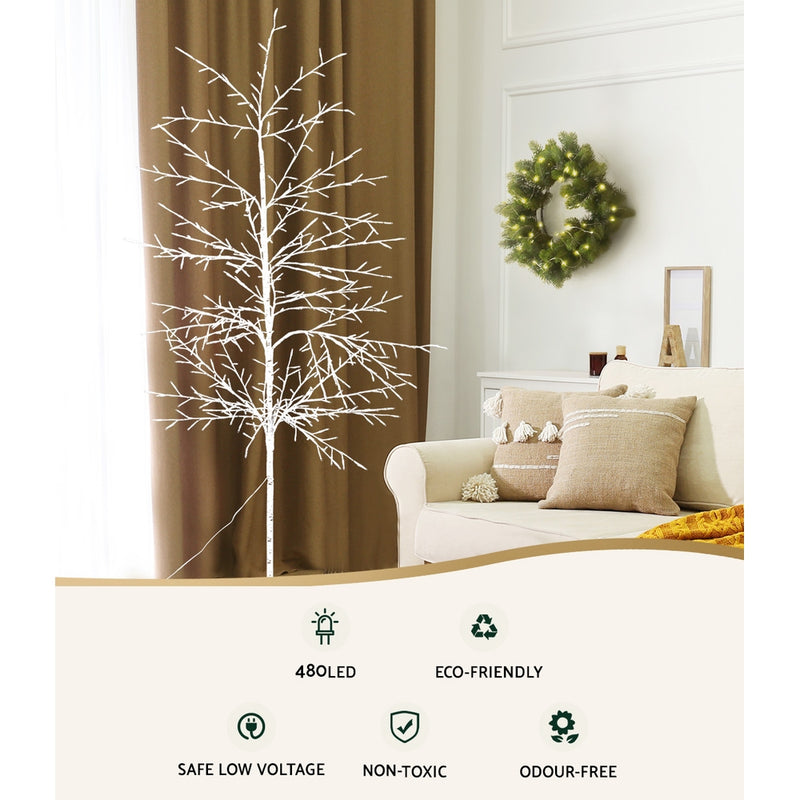 Jingle Jollys 2.1M LED Christmas Branch Tree 480 LED Xmas Warm White Optic Fiber - Outdoor Decorations & Lights