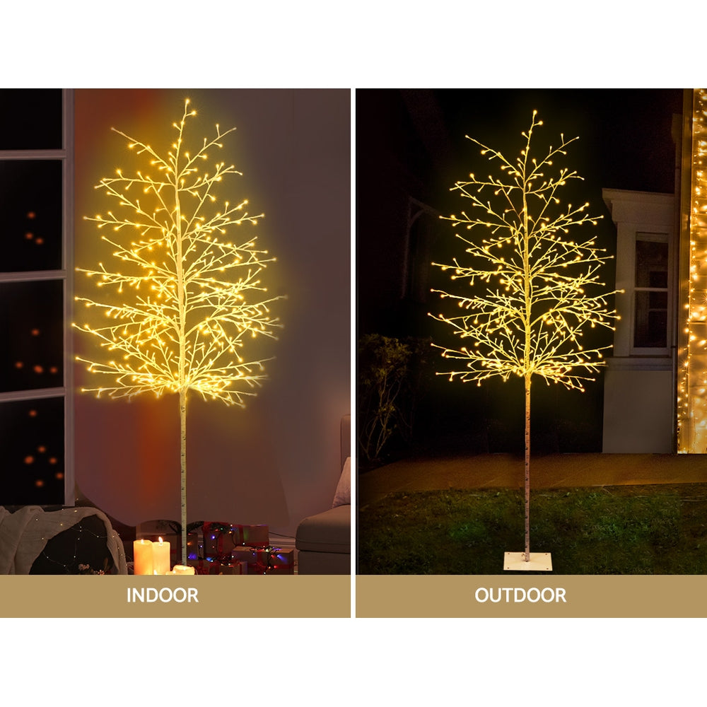 Jingle Jollys 2.1M LED Christmas Branch Tree 480 LED Xmas Warm White Optic Fiber
