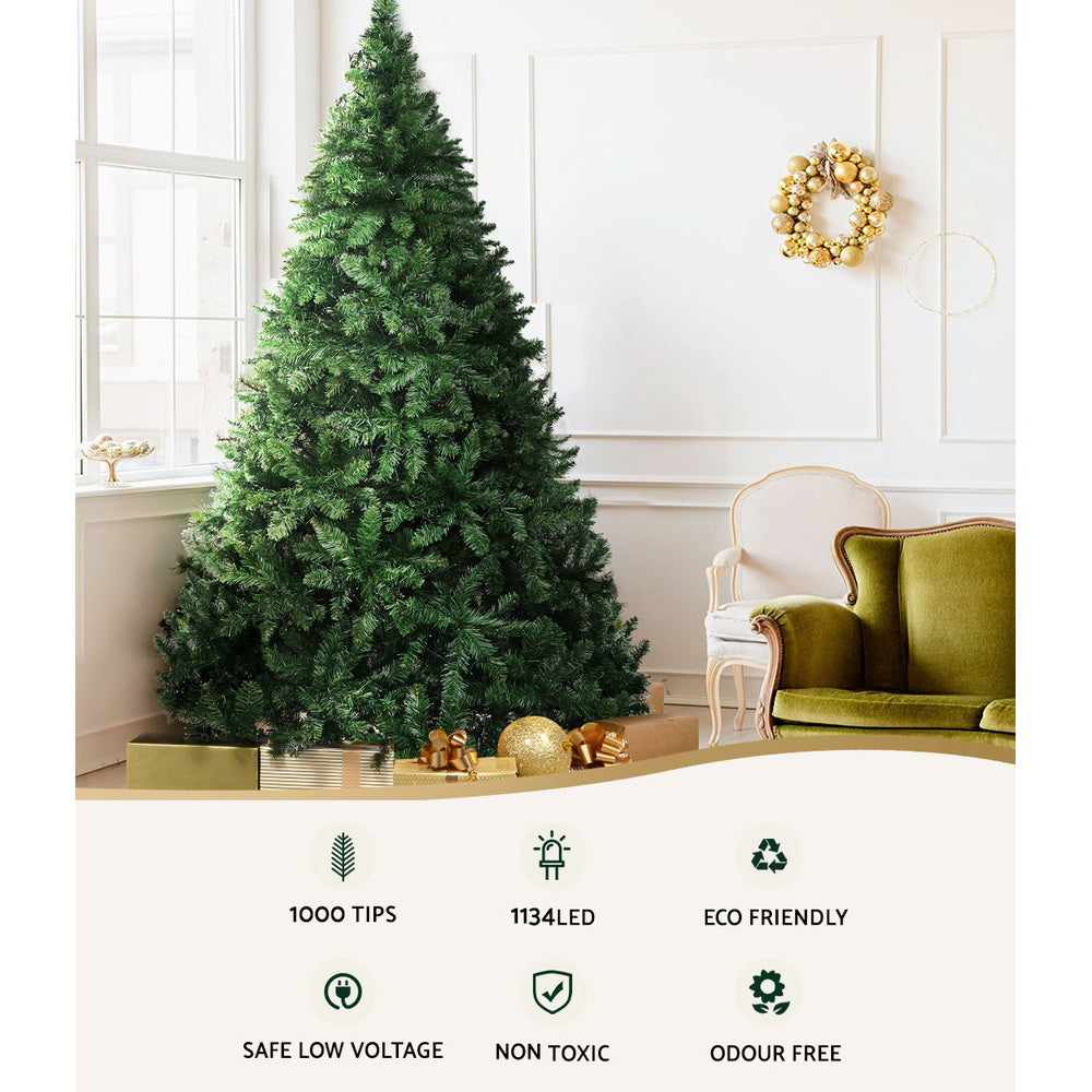 Jingle Jollys Christmas Tree 2.1M 7FT 1134 LED Light Xmas Decorations Warm White
