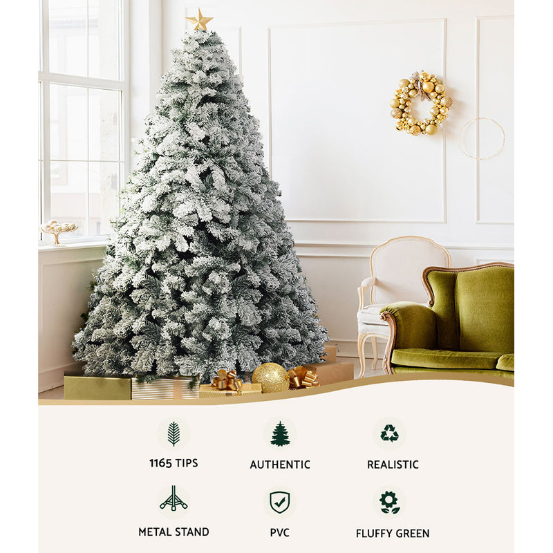 Christmas Tree 2.4m Snow Flocked Xmas Tree Decorations 1165 Tips - Jingle Jollys Snowy