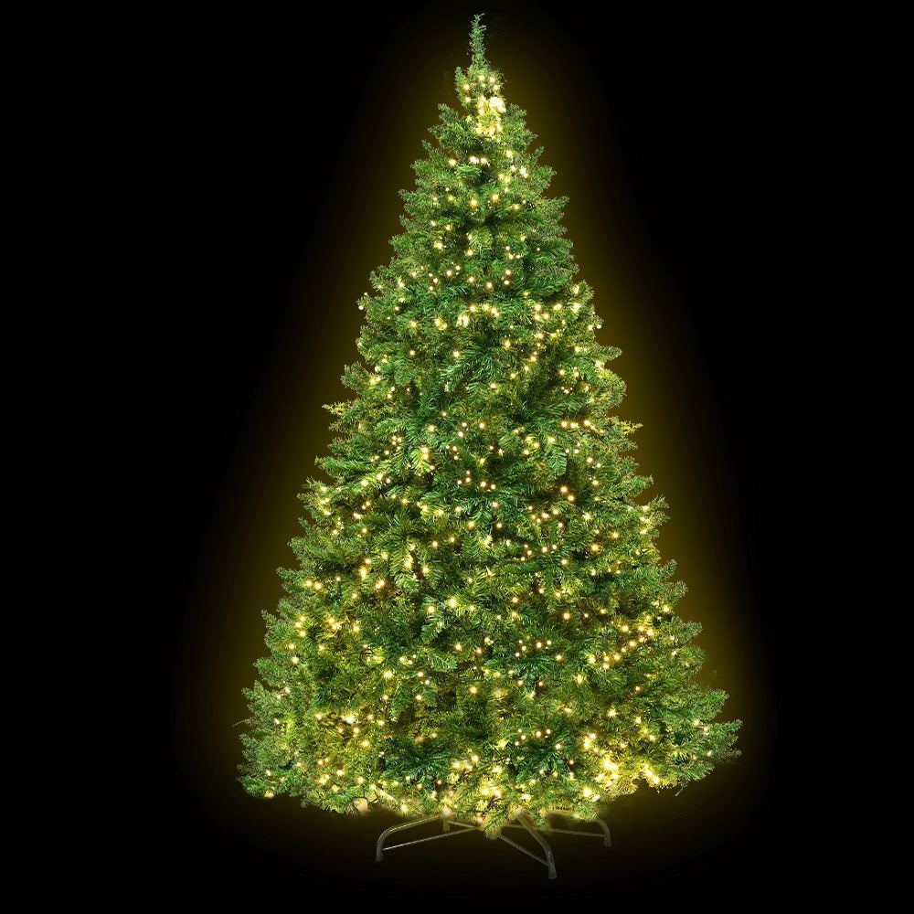 Jingle Jollys 2.4M 8FT Christmas Tree 1488 LED Lights 1488 Tips Warm White Green
