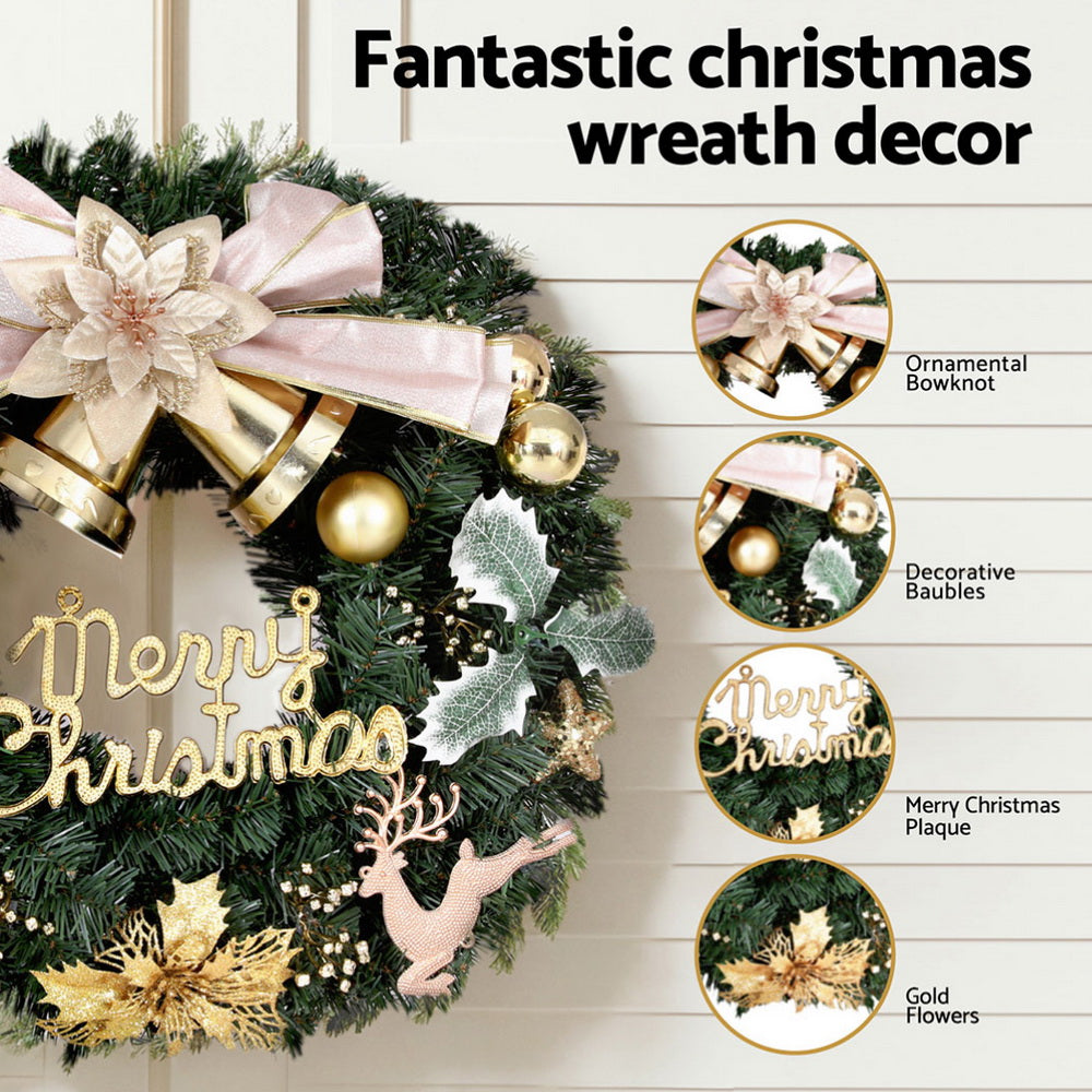 60Cm - Christmas Wreath 60CM Garland Flowers Baubles Party Decorations