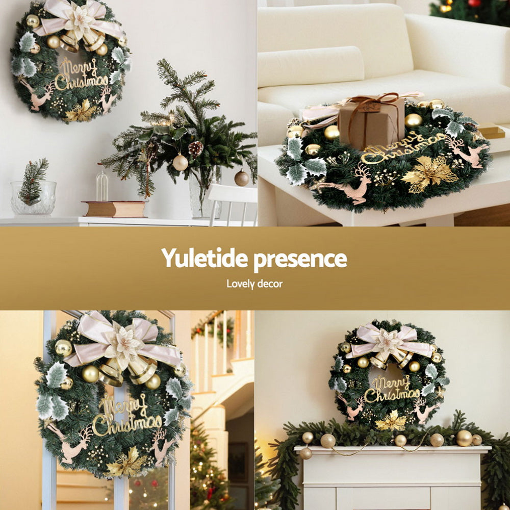 Christmas Wreaths & Garlands - Christmas Wreath 60CM Garland Flowers Baubles Party Decorations