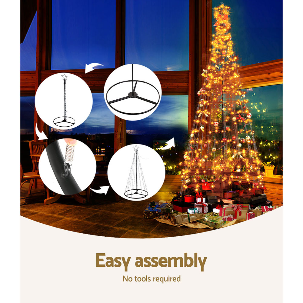 Warm Christmas Glow 3.6M Solar LED Xmas Tree with 8 Light Modes