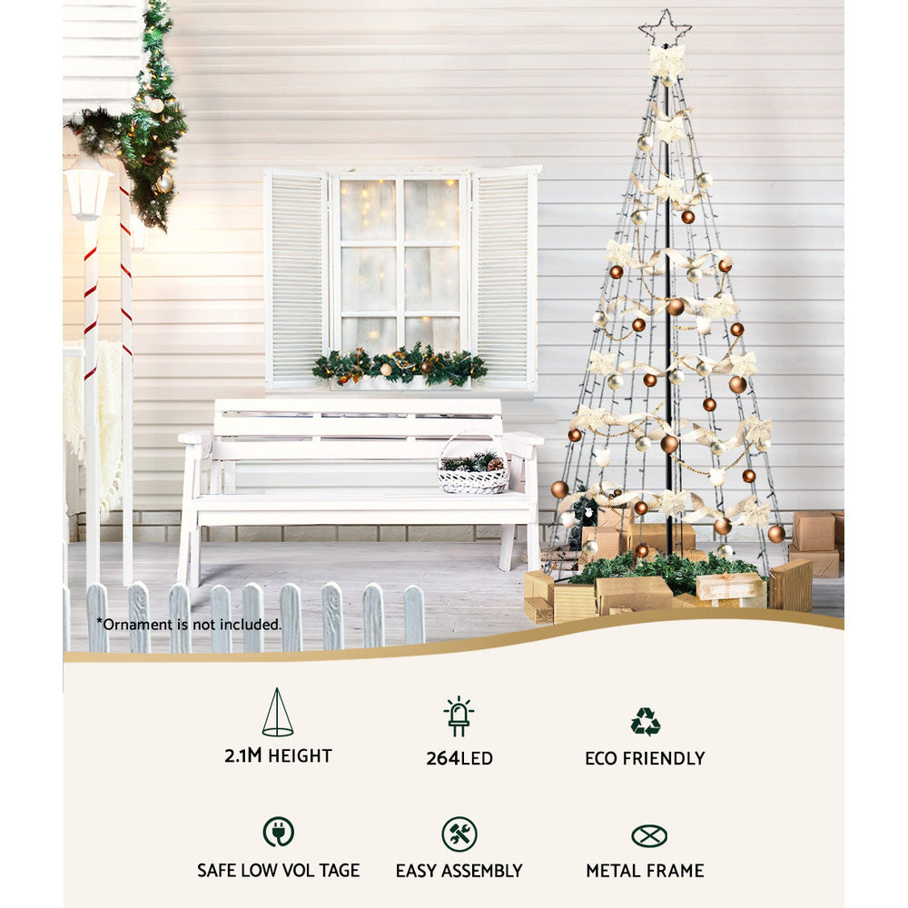 Jingle Jollys Christmas Tree LED Lights Solar-powered 2.1M 264 LED bulbs  Xmas Fibre Optic Warm, White