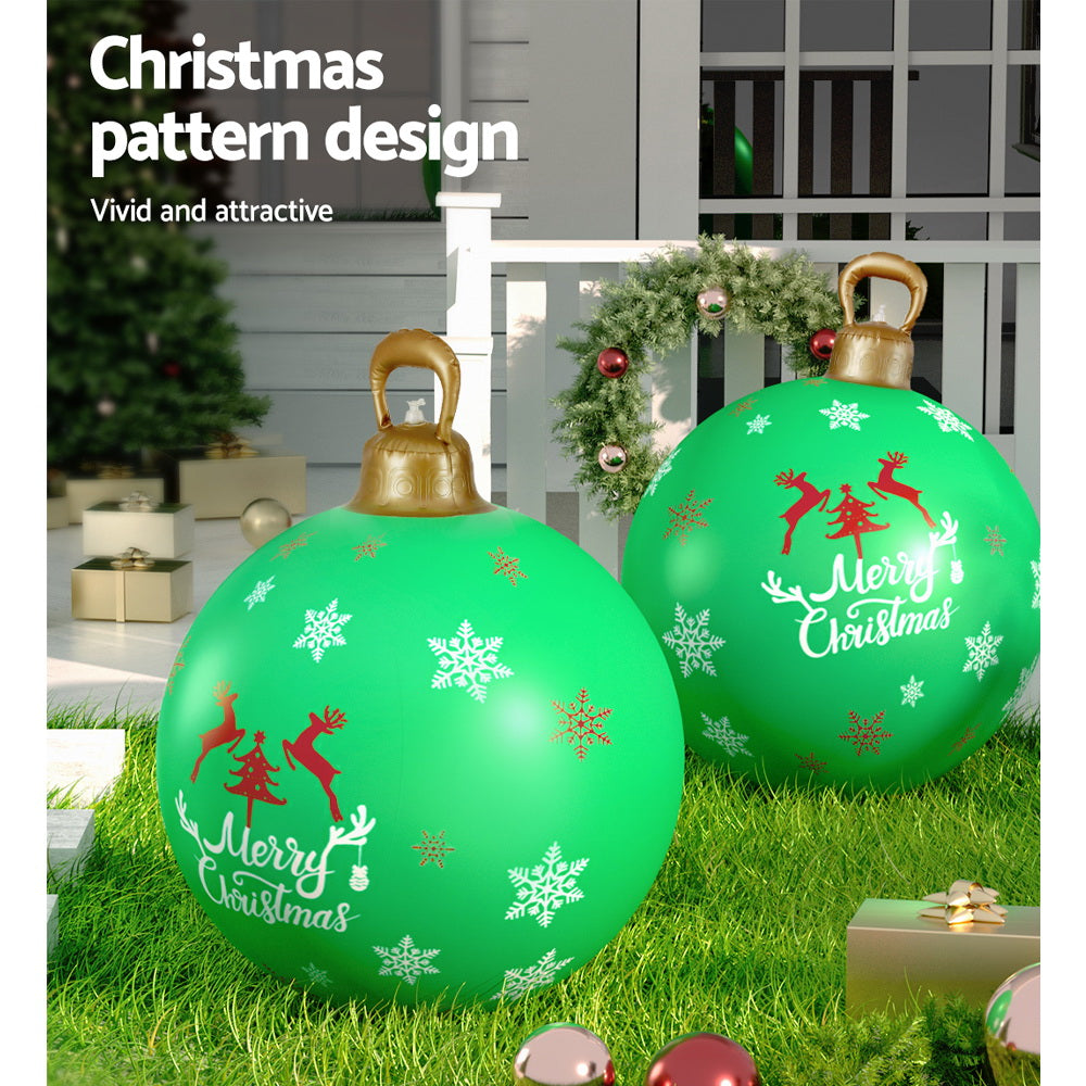 Jolly Christmas Delight 60cm Giant Green Bauble Inflatable Decoration | Green colour