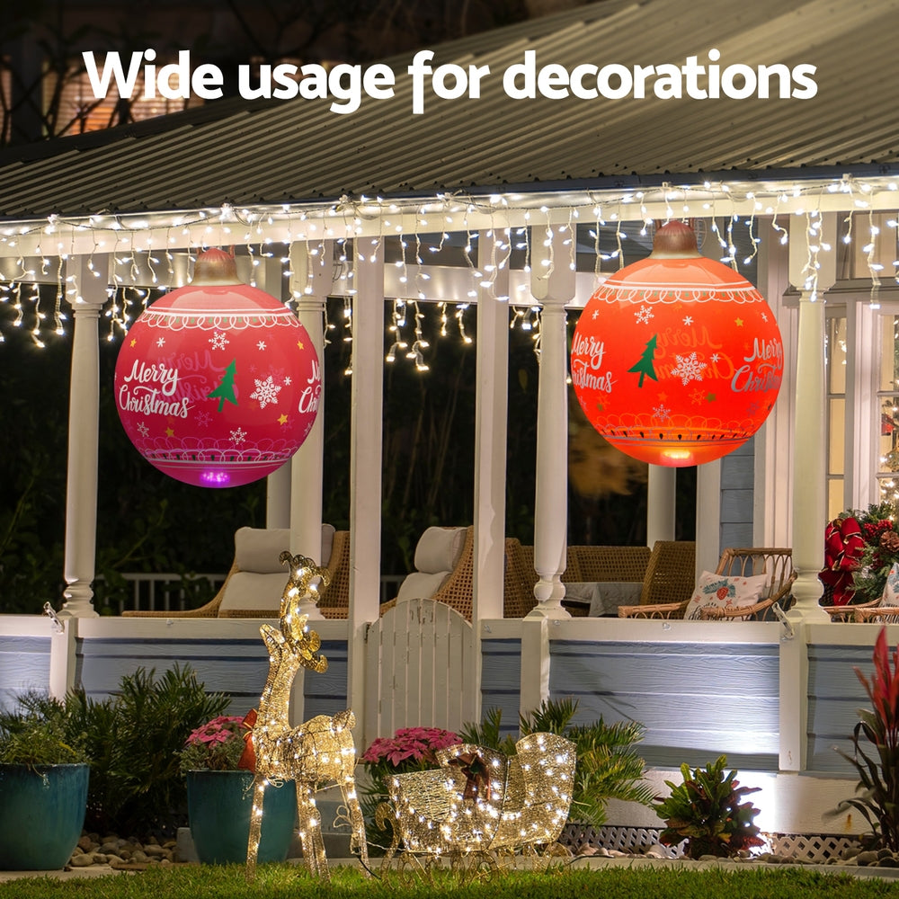 60Cm - Christmas Inflatable Ball 60cm Led Illuminated Xmas Decoration Red