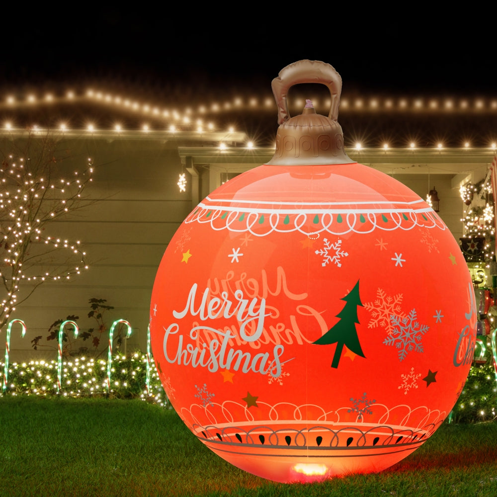 Christmas Decorations - Christmas Inflatable Ball 60cm Led Illuminated Xmas Decoration Red