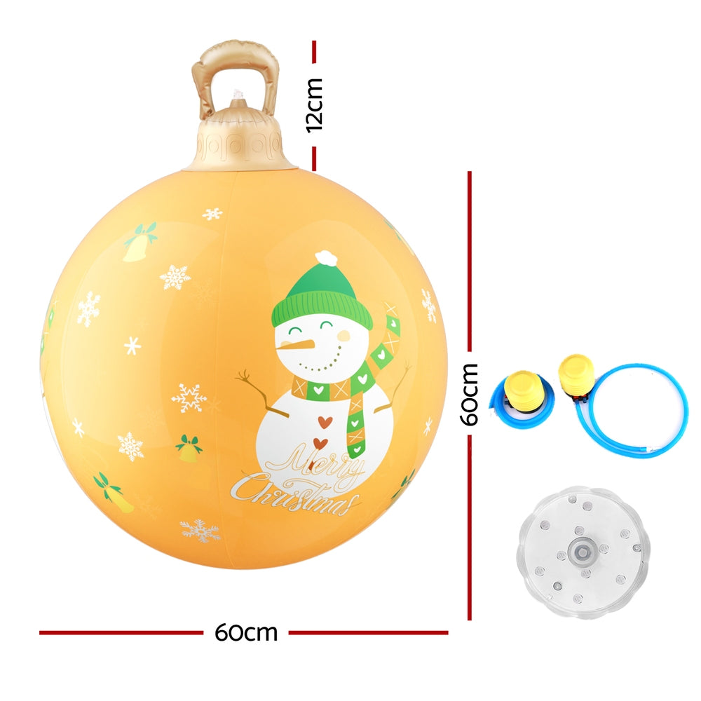 Christmas Inflatable Ball 60cm Led Illuminated Snowman Xmas Decor, Christmas Decorations
