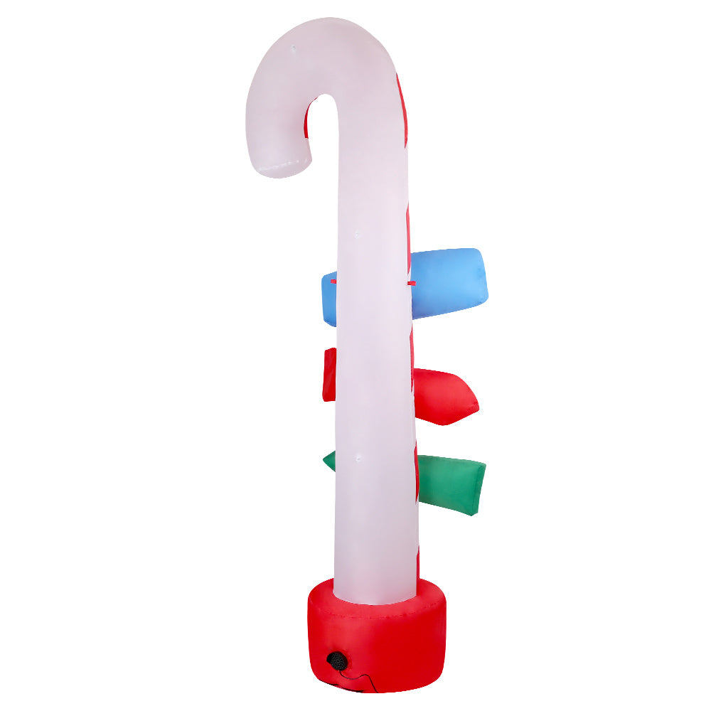Christmas Inflatable Candy Pole 2.4M Illuminated Decorations - Jingle Jollys Santa Guide