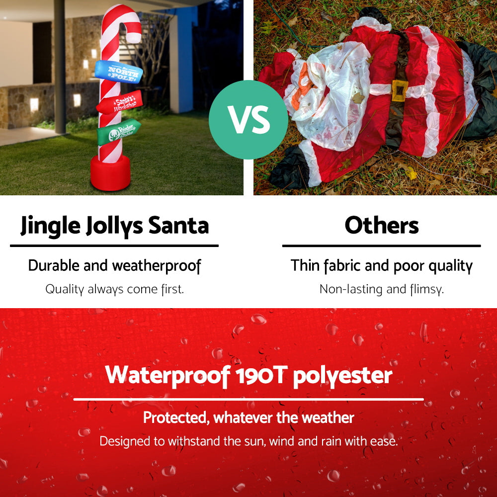 Christmas Decorations - Christmas Inflatable Candy Pole 2.4M Illuminated Decorations