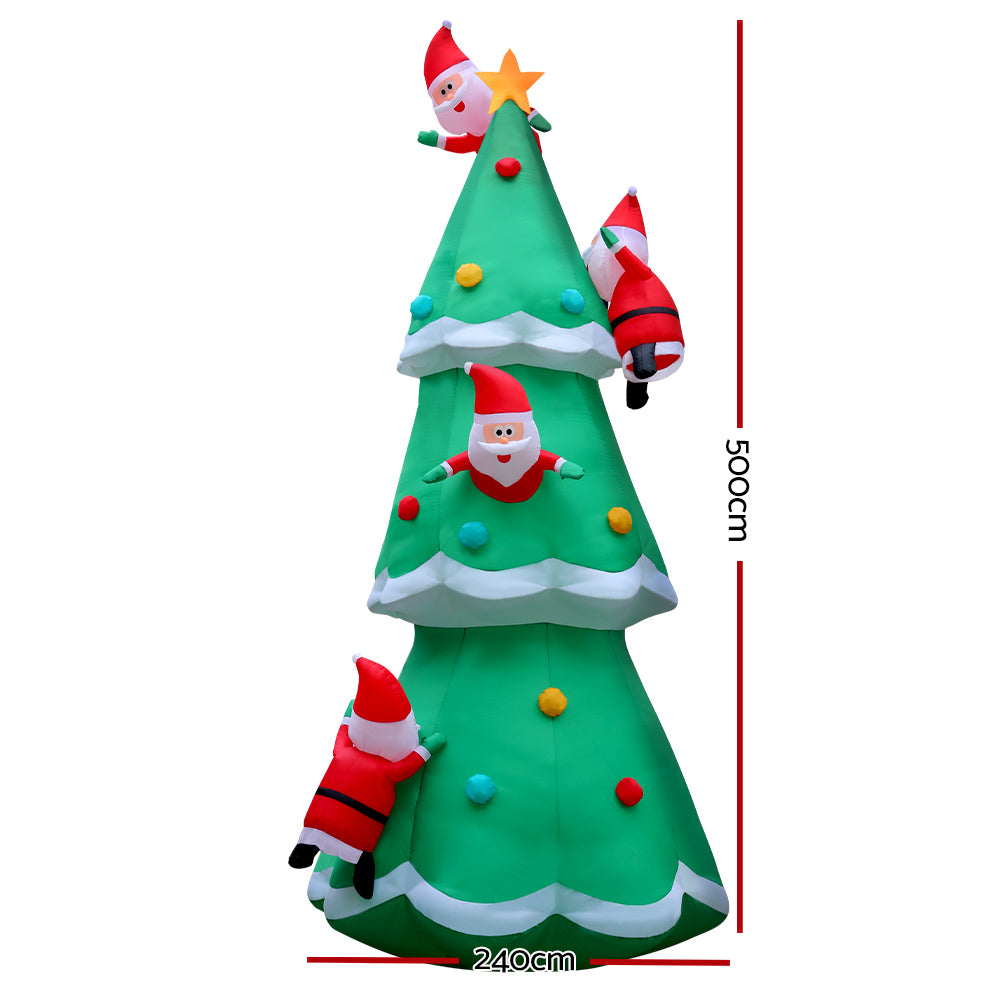 Jingle Jollys 5M Christmas Inflatable Santa on Christmas Tree Xmas Decor LED, Christmas Decorations - photo 7