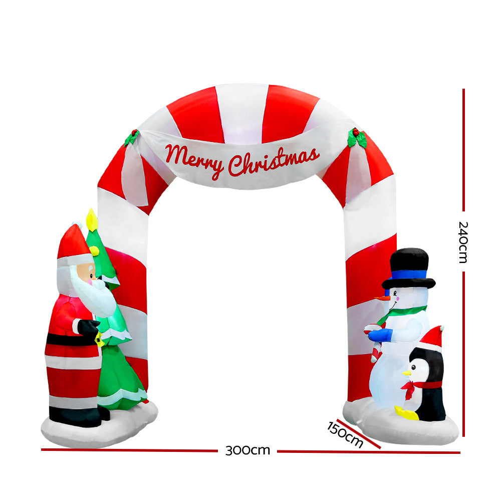 Jingle Jollys 3M Christmas Inflatable Archway with Santa Xmas Decor LED, Christmas Decorations - photo 7