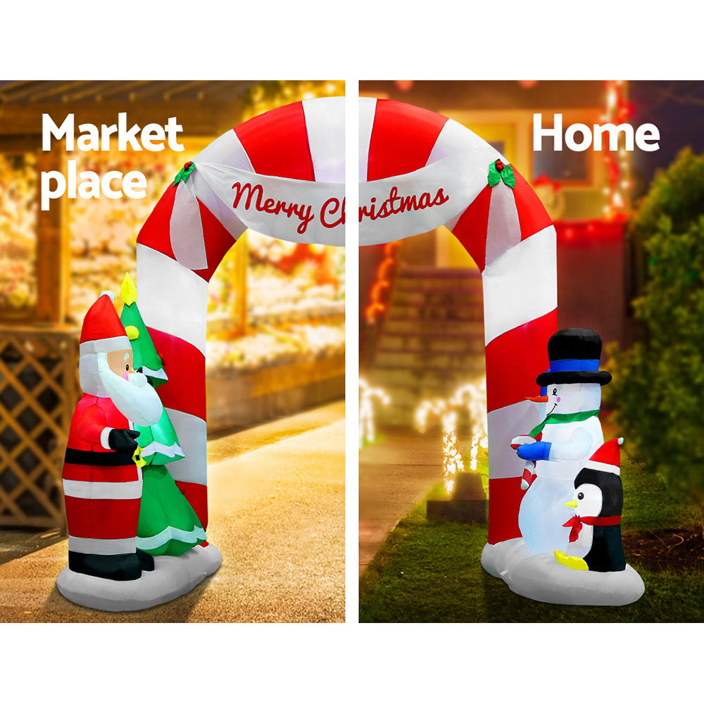 Jingle Jollys 3M Christmas Inflatable Archway with Santa Xmas Decor LED | Christmas Decorations