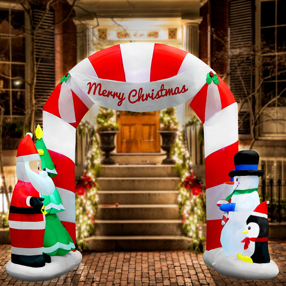 Jingle Jollys 3M Christmas Inflatable Archway with Santa Xmas Decor LED, Christmas Decorations