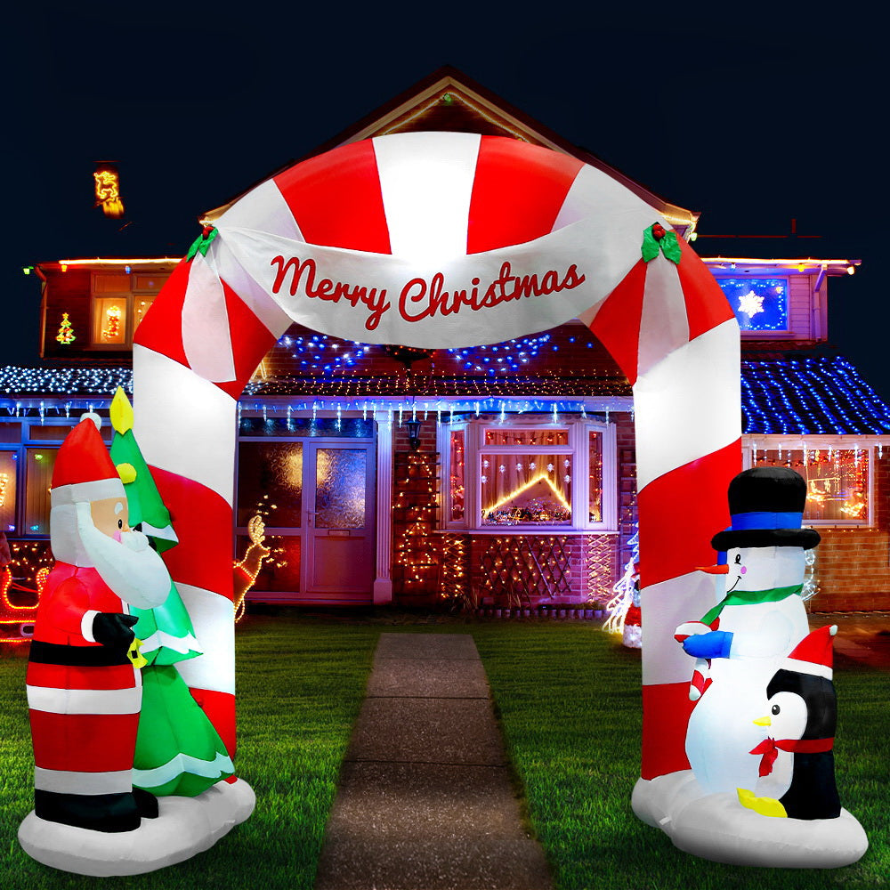 Jingle Jollys 3M Christmas Inflatable Archway with Santa Xmas Decor LED with Christmas Decorations