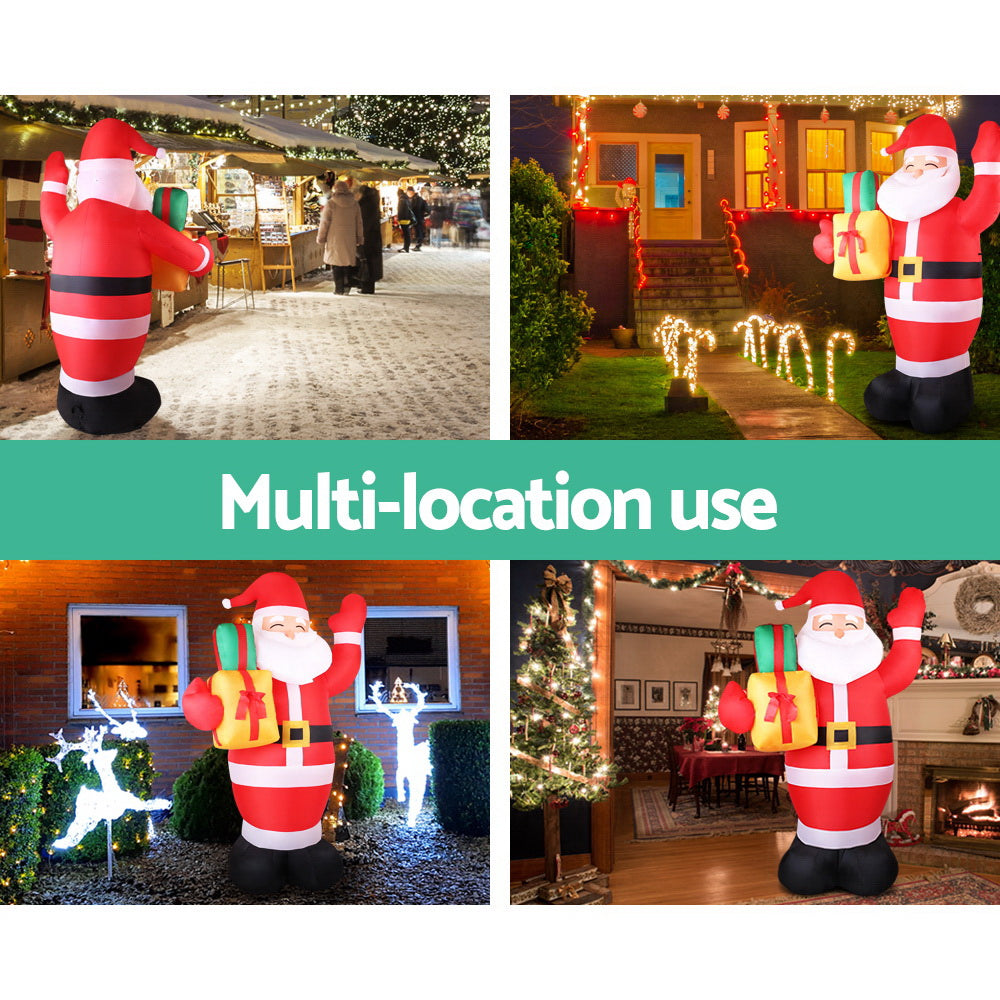 Jingle Jollys 2.4M Christmas Inflatables Santa Xmas Light Decor LED Airpower - Christmas Decorations