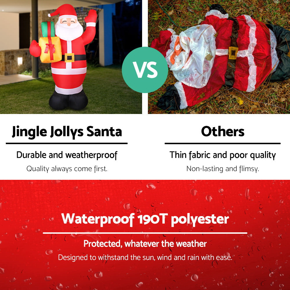 Christmas Decorations - Jingle Jollys 2.4M Christmas Inflatables Santa Xmas Light Decor LED Airpower