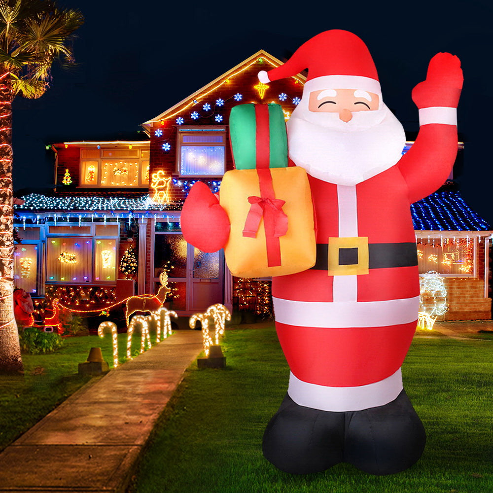 Jingle Jollys 2.4M Christmas Inflatables Santa Xmas Light Decor LED Airpower with Christmas Decorations