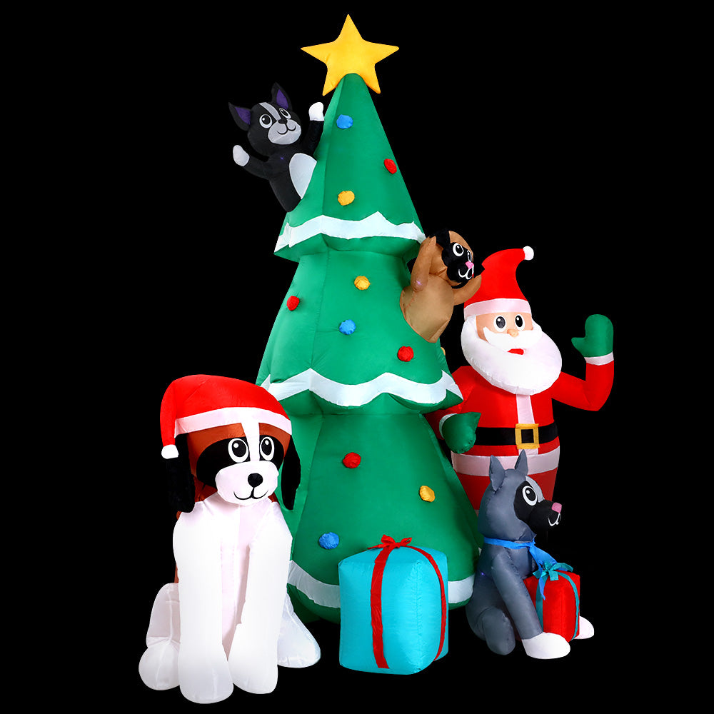 Jingle Jollys Christmas Tree 3M Inflatable Santa Lights Outdoor Decorations
