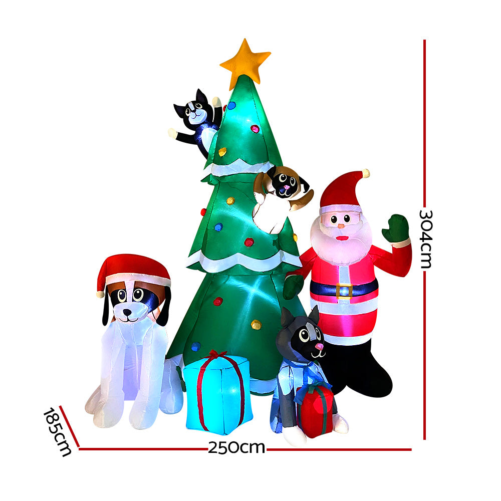 Jingle Jollys Christmas Tree 3M Inflatable Santa Lights Outdoor Decorations