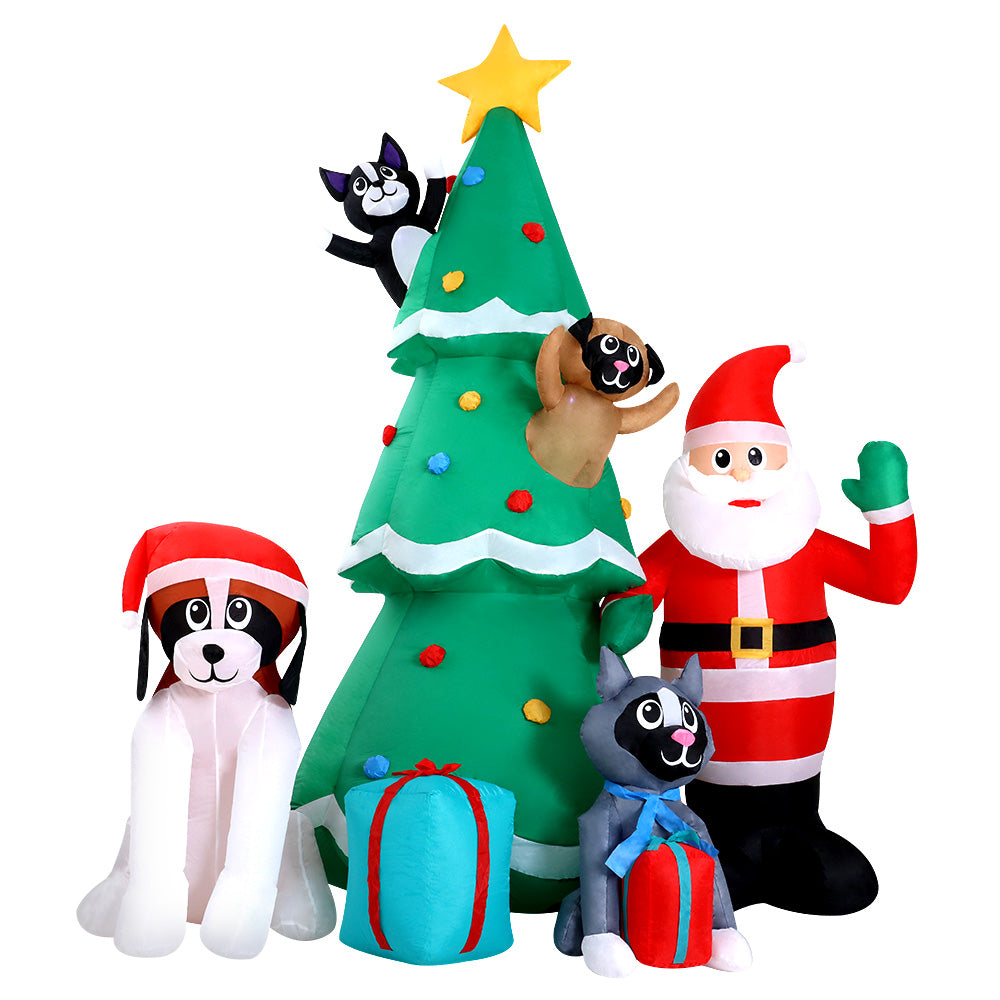 Jingle Jollys Christmas Tree 3M Inflatable Santa Lights Outdoor Decorations