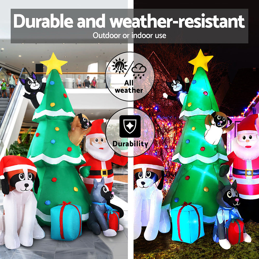 Jingle Jollys Christmas Tree 3M Inflatable Santa Lights Outdoor Decorations