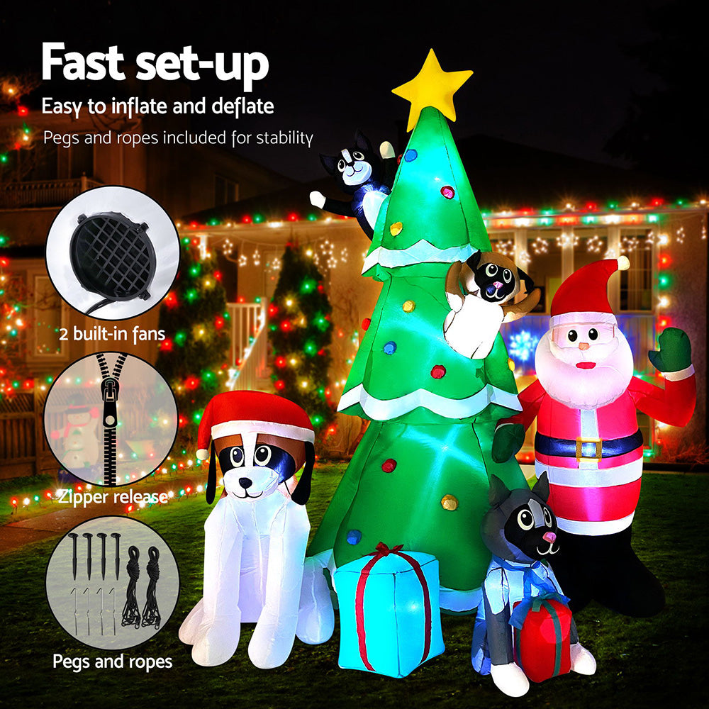 Jingle Jollys Christmas Tree 3M Inflatable Santa Lights Outdoor Decorations