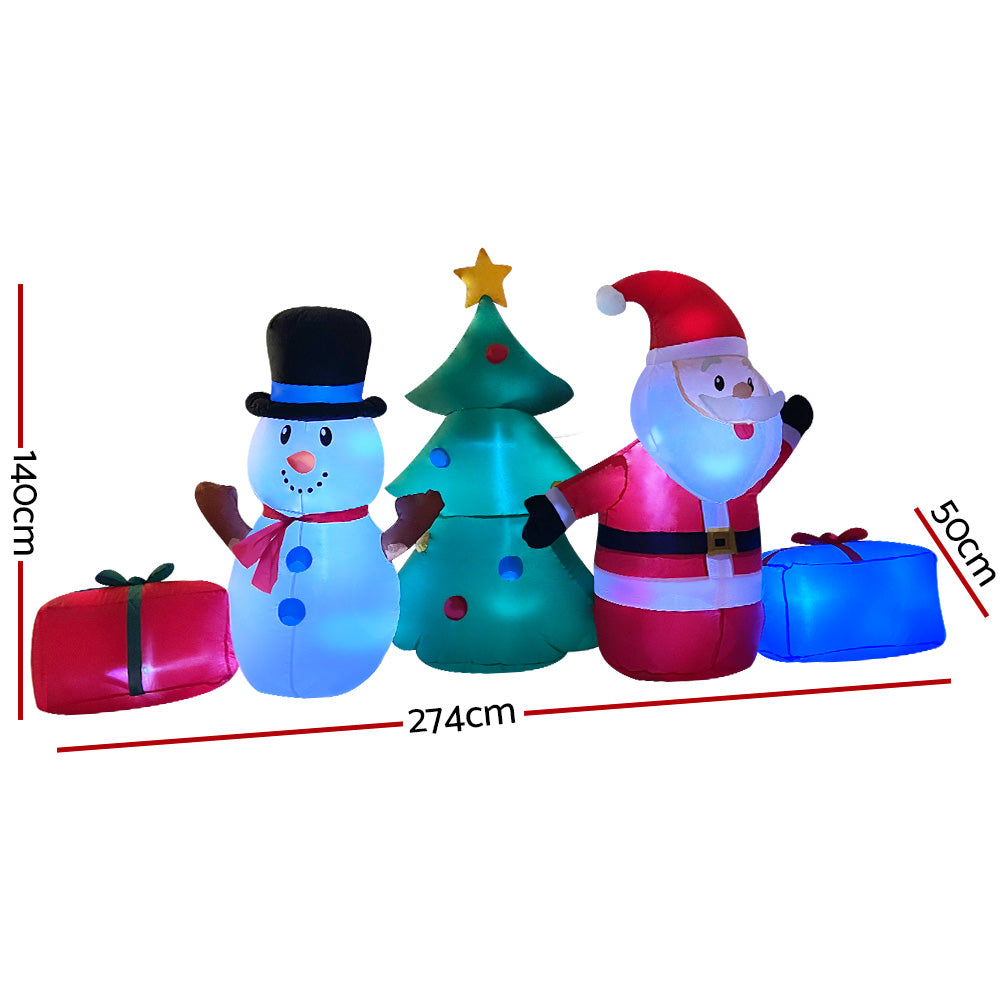 Jingle Jollys Christmas Tree 2.7M Inflatable Snowman Lights Outdoor Decorations, Christmas Decorations - photo 7