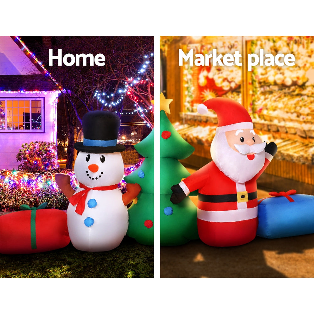Christmas Decorations - Jingle Jollys Christmas Tree 2.7M Inflatable Snowman Lights Outdoor Decorations