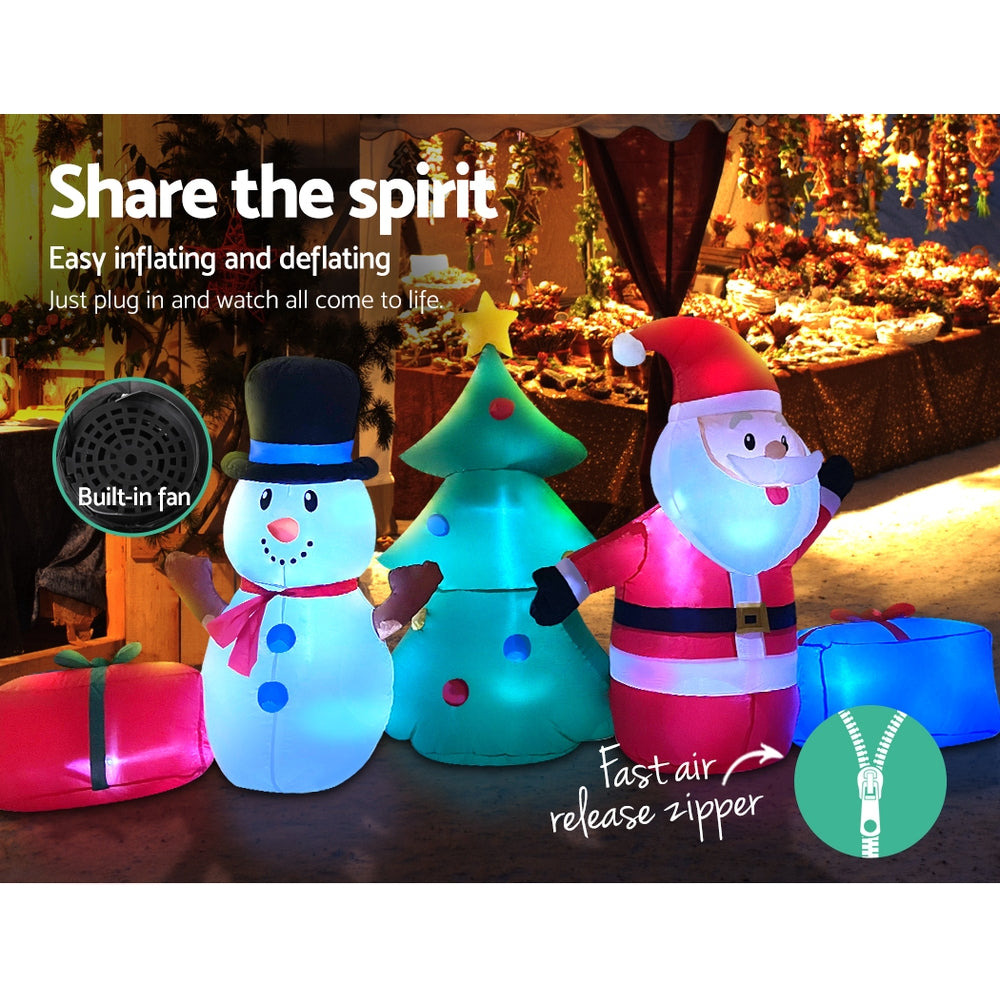 Jingle Jollys Christmas Tree 2.7M Inflatable Snowman Lights Outdoor Decorations | Christmas Decorations