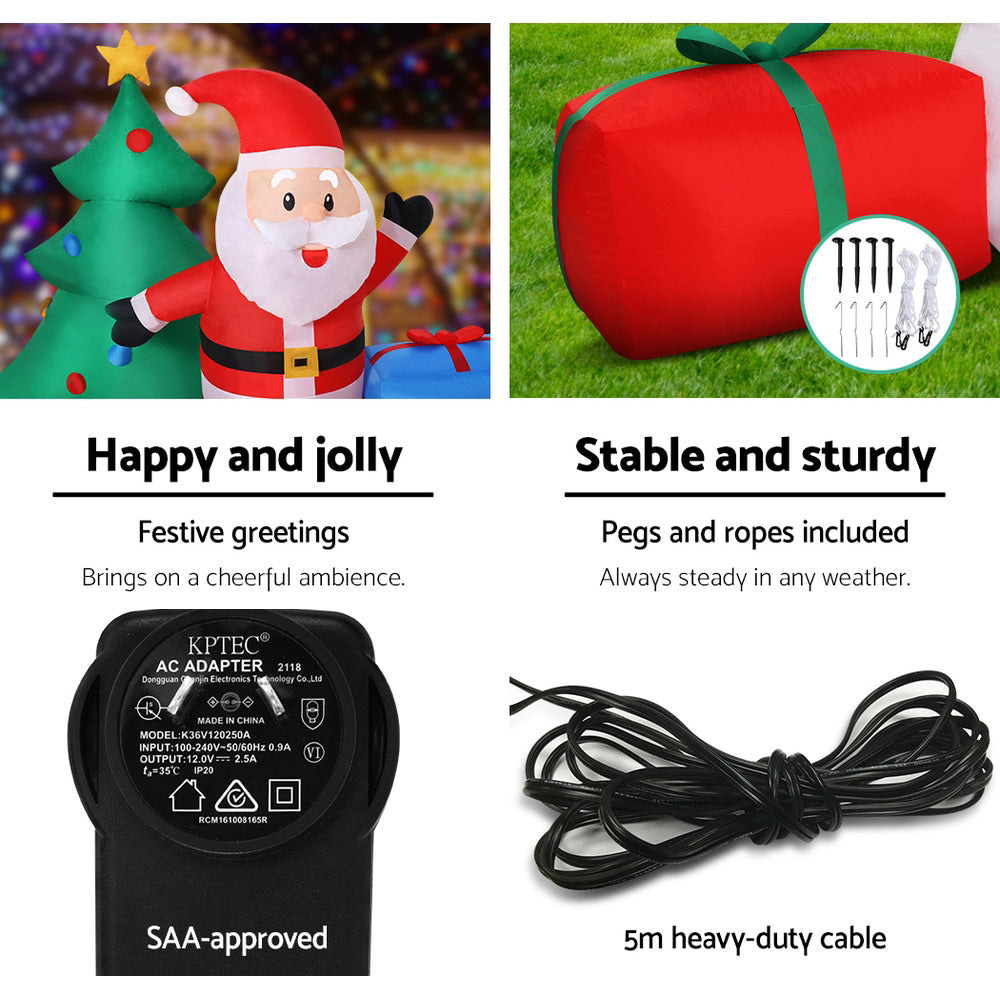 Jingle Jollys Christmas Tree 2.7M Inflatable Snowman Lights Outdoor Decorations, Christmas Decorations