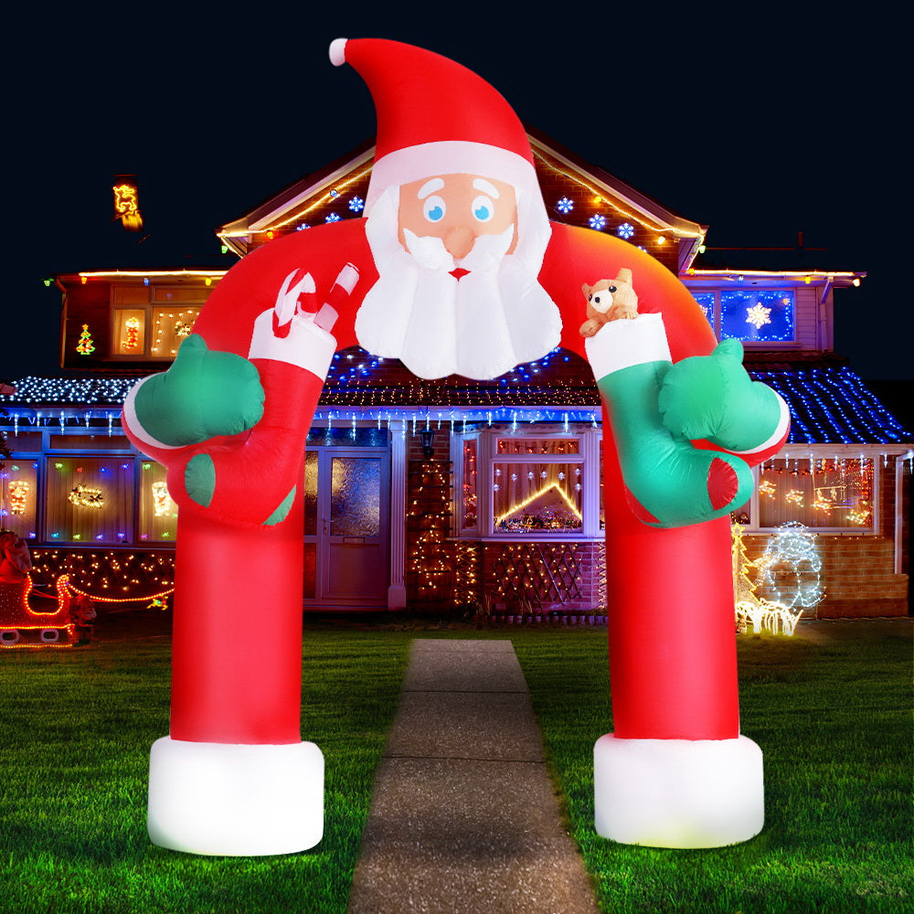 Jingle Jollys Christmas Inflatable Santa Archway 2.3M Outdoor Decorations Lights with Christmas Decorations