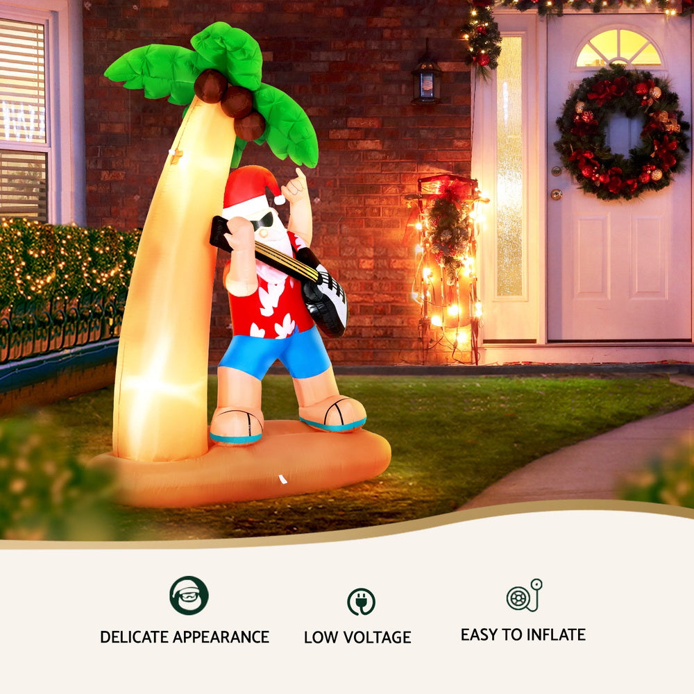 Christmas Decorations - Christmas Inflatable Santa Guitar 2.1M Led Illuminated Decorations