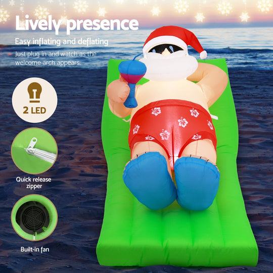 1.8m Santa Bench Christmas Inflatable with LED Lights | Christmas Decorations - photo 6