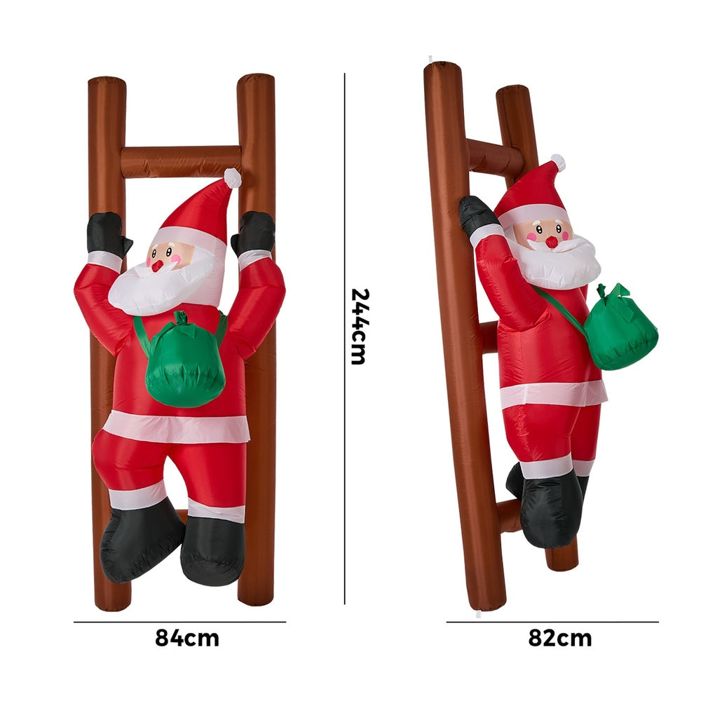 Christmas Inflatable Santa Ladder LED 84x82x244cm