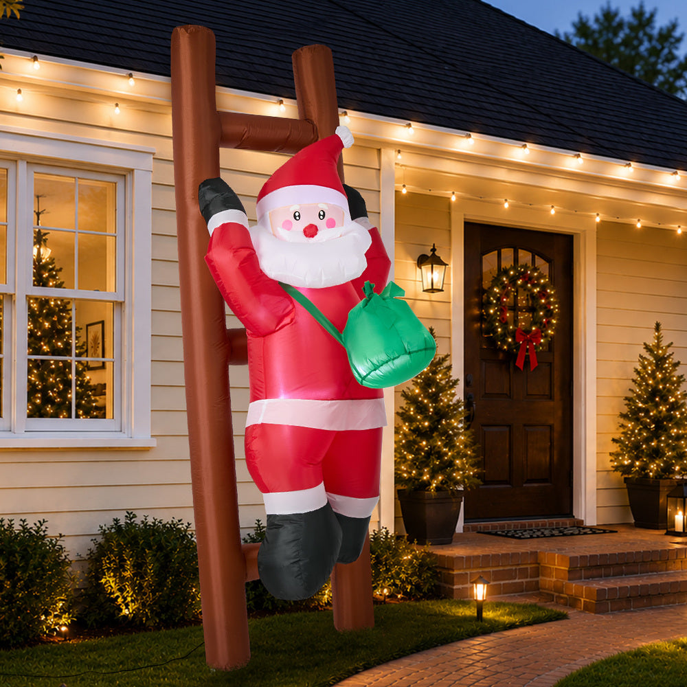 Christmas Inflatable Santa Ladder LED 84x82x244cm