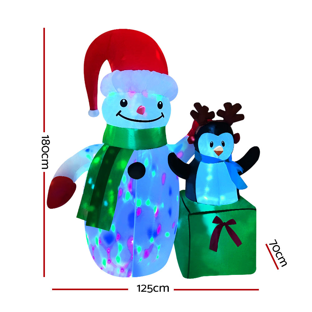 Jingle Jollys Inflatable Christmas 1.8M Snowman LED Lights Outdoor Decorations, Christmas Decorations - photo 7