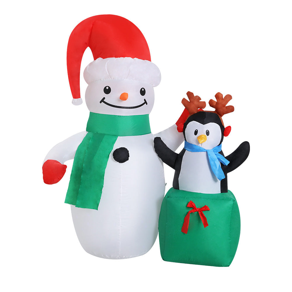 Jingle Jollys Inflatable Christmas 1.8M Snowman LED Lights Outdoor Decorations with Christmas Decorations - photo 8
