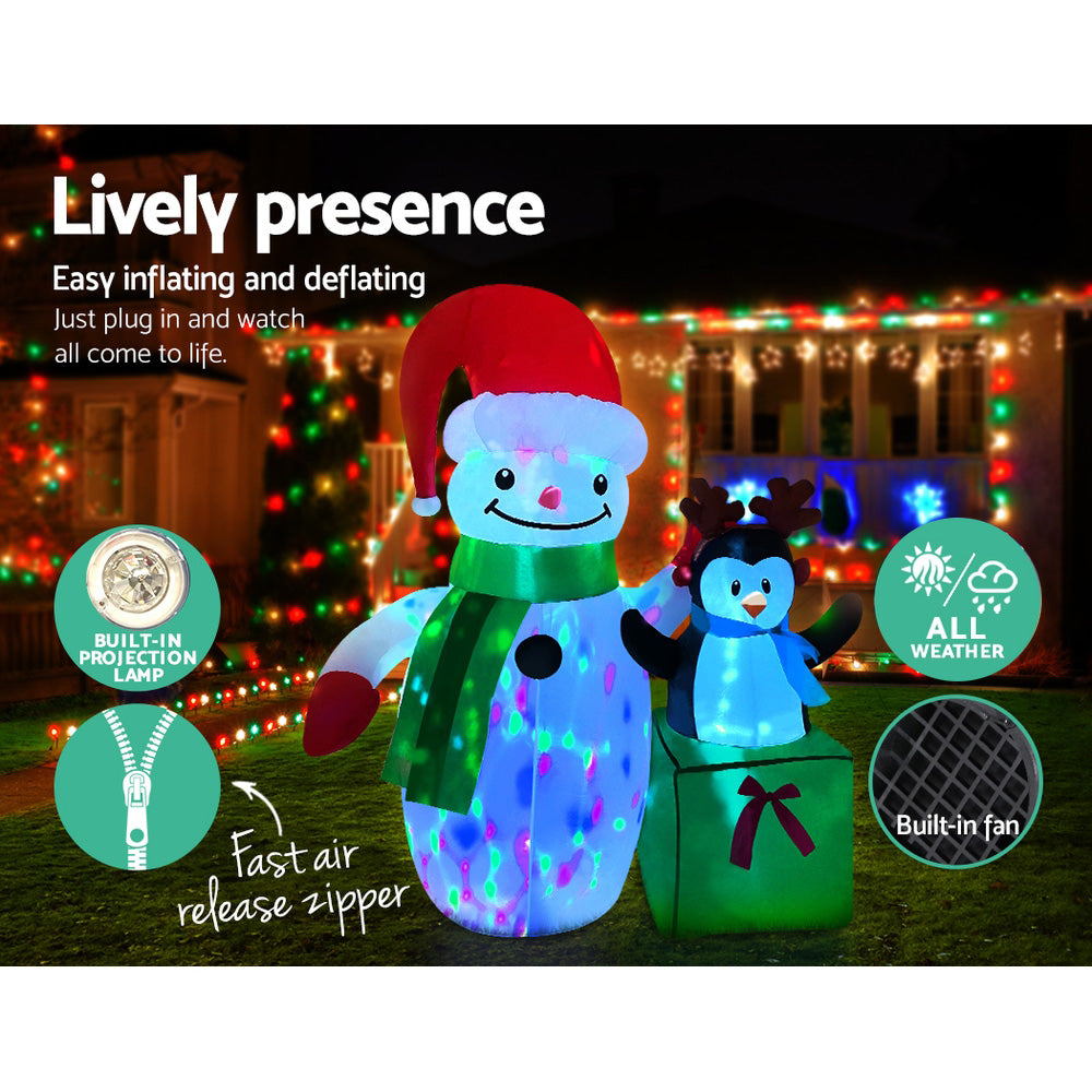 Jingle Jollys Inflatable Christmas 1.8M Snowman LED Lights Outdoor Decorations | Christmas Decorations